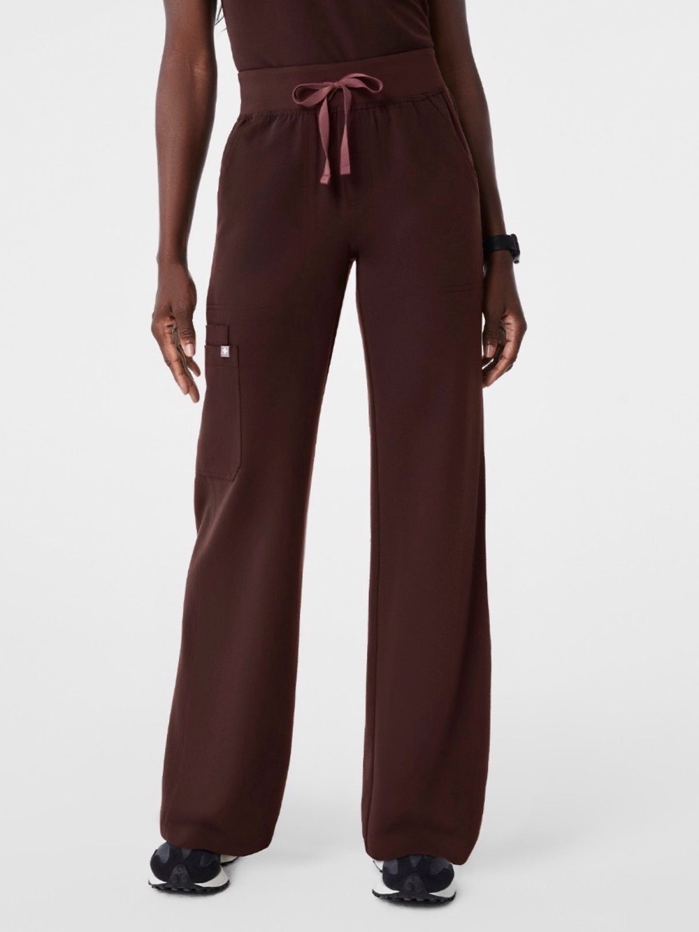 Figs Isabel High-Rise Wide-Leg Scrub Pant in Espresso